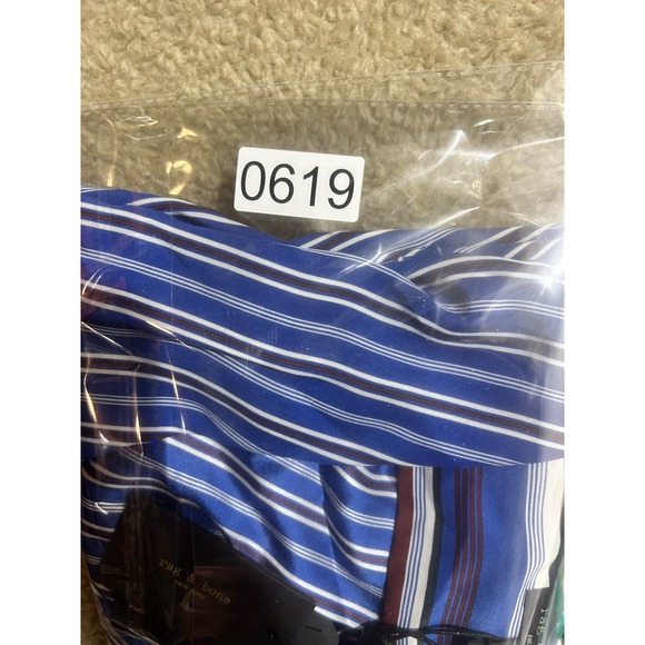 Rag & Bone Felix Top L Womens Blue Stripe Wrap Popover Long Sleeves‎ Silk - Picture 8 of 8